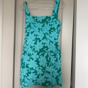 Altar'd State Teal and Aqua Floral Strap Mini Dress